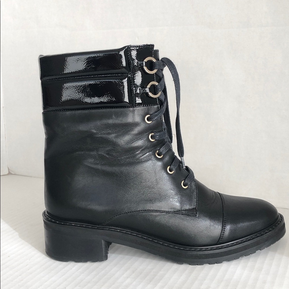 Fabianelli Women’s Italian Black Leather Combat Ankle Boots Size 40